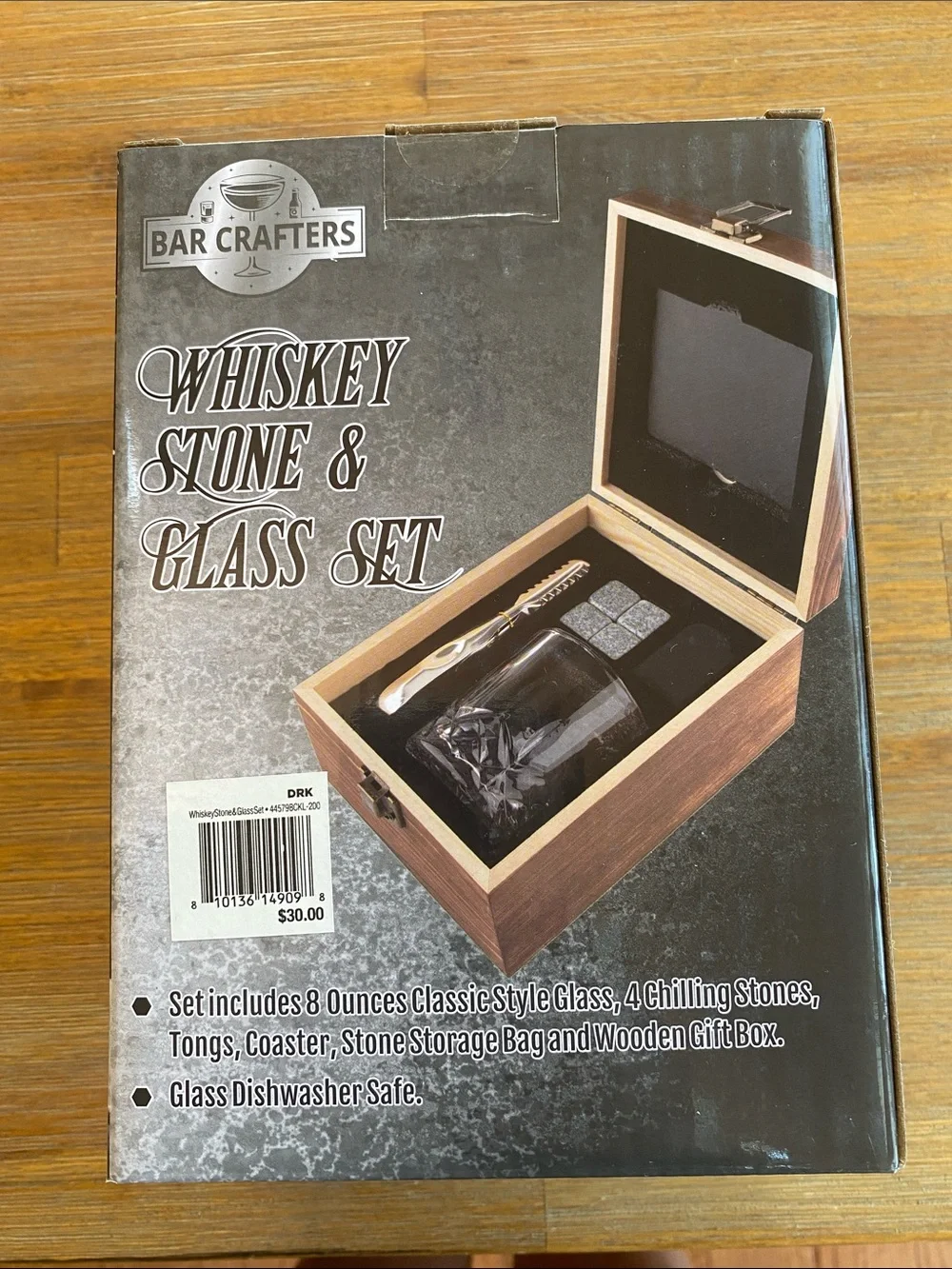 Whiskey Stone & Glass Set - Gray Whiskey Stones with Clear Glass. NIP